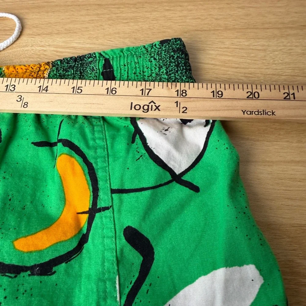 VTG Speedo Green Abstract Print Swim Trunks Mens XL Cargo Pocket Funky Pop Art